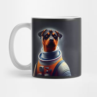 Rottweiler wearing astronaut clothing Mug